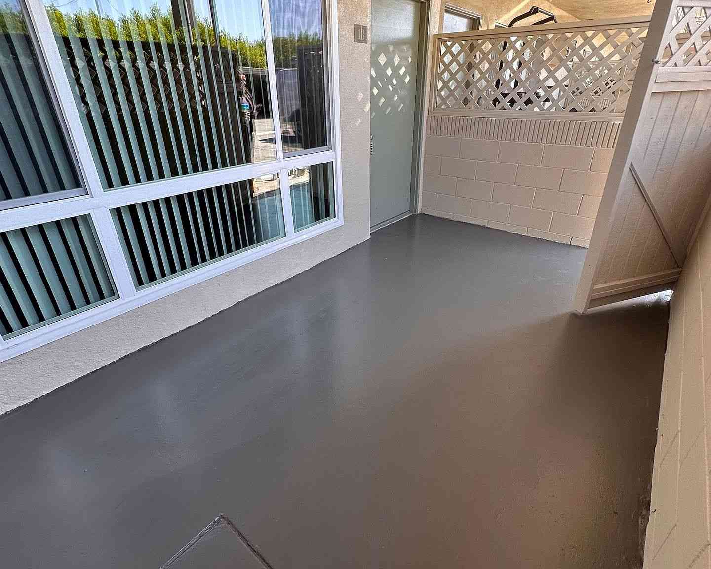 private patio with lattice privacy fencing