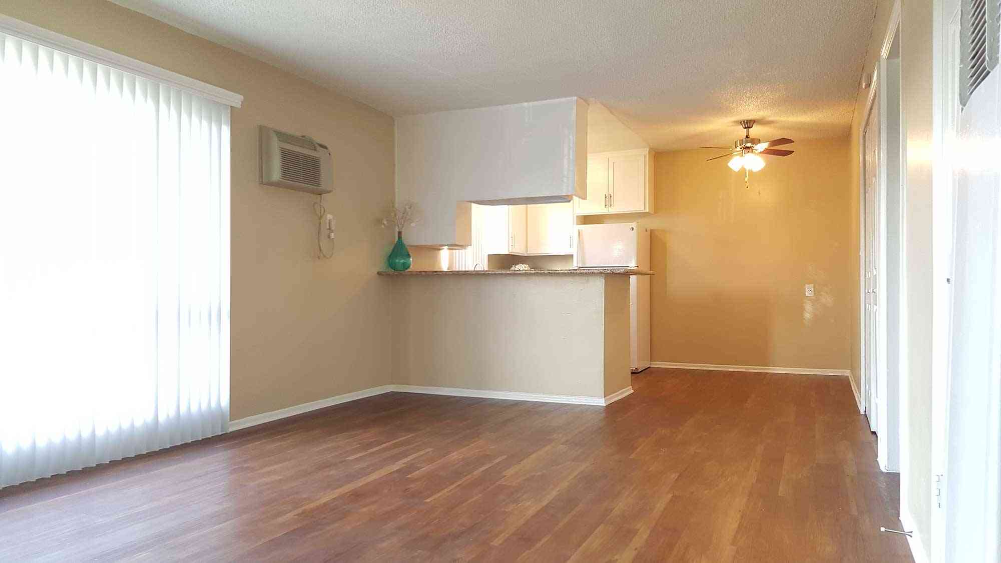 open concept floor plan with wood style flooring