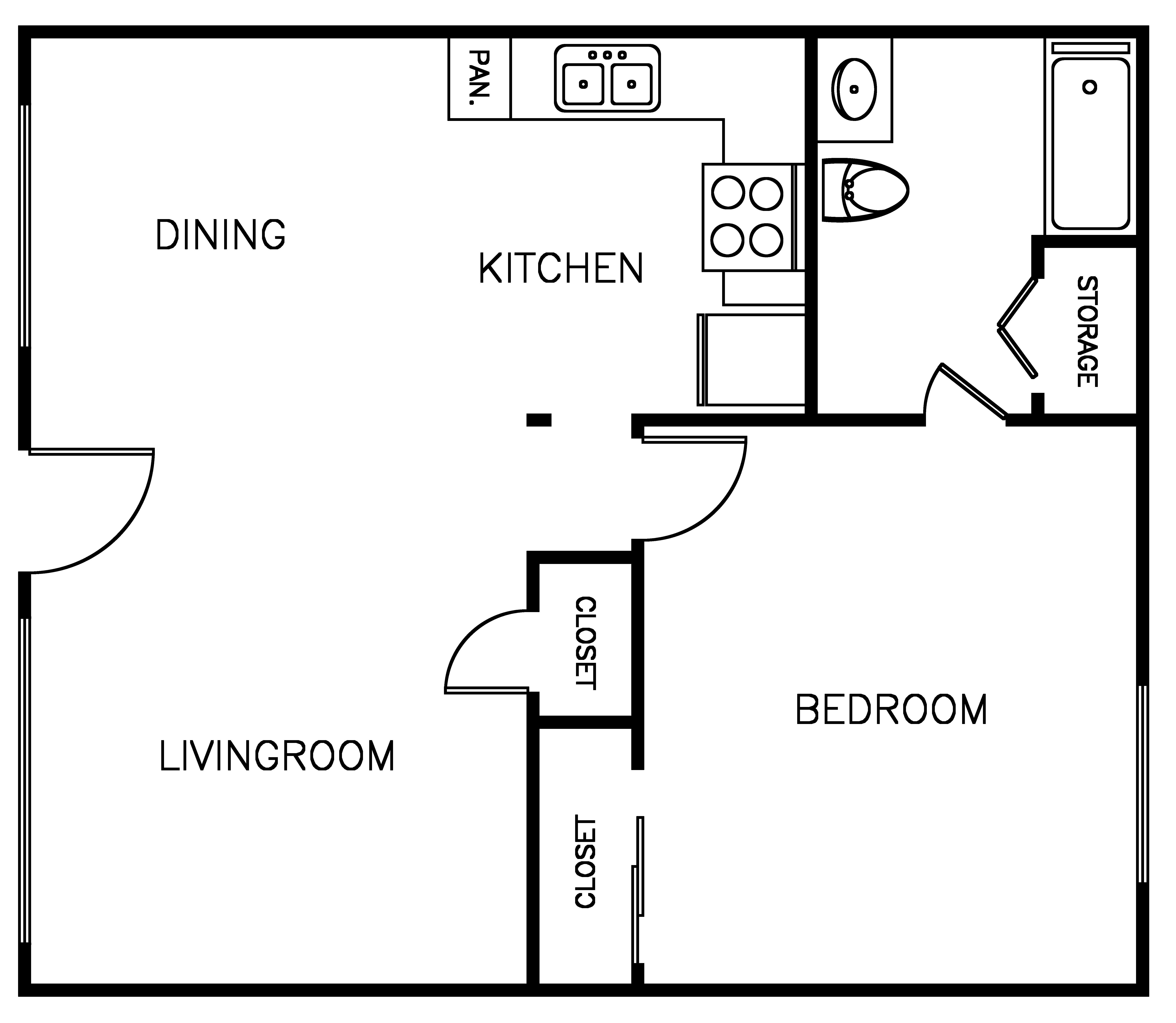 Palma Imperial 1 Bedroom 1 Bath Plan B Floorplan