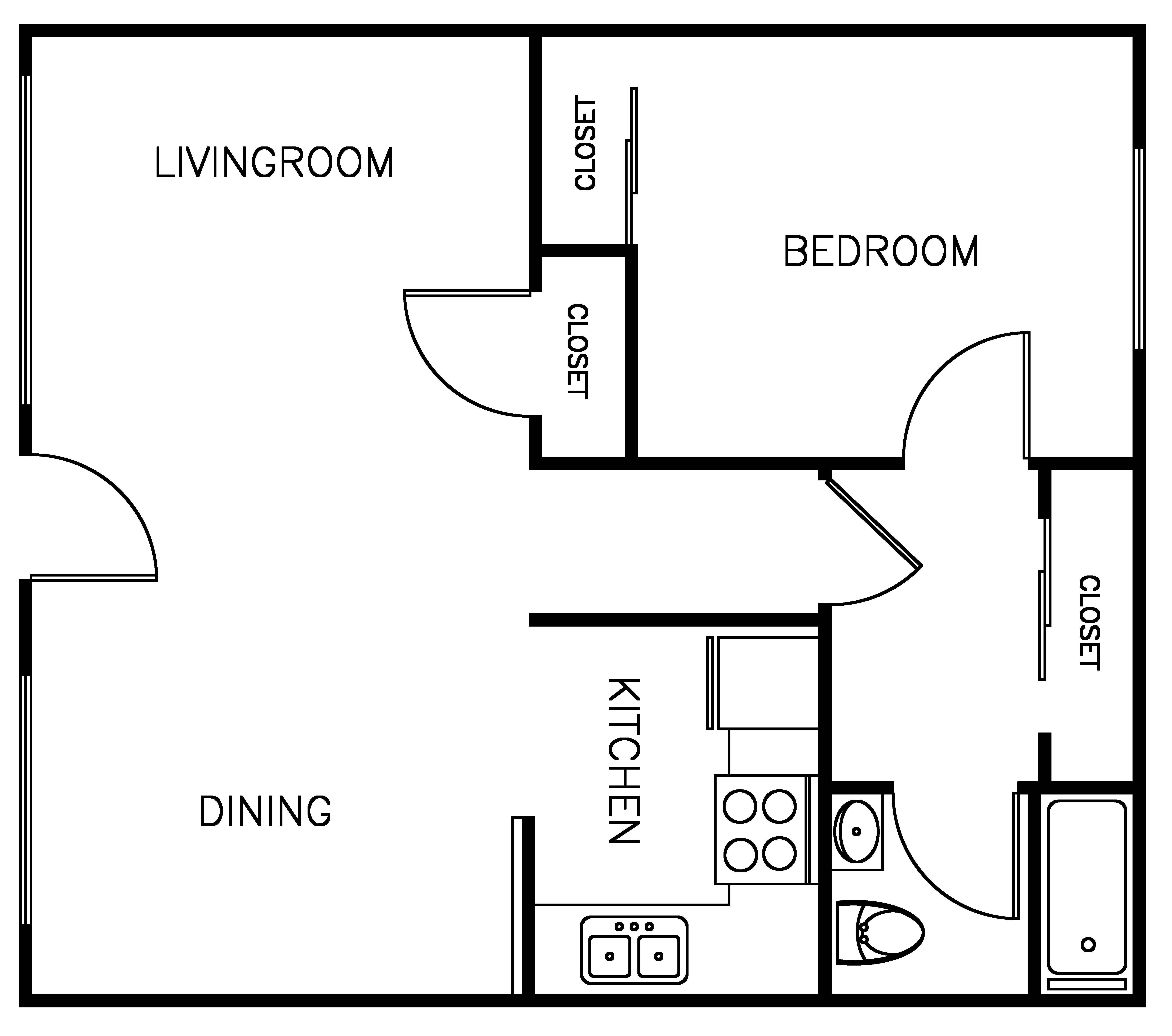 Palma Imperial 1 Bedroom 1 Bath Plan C Floorplan